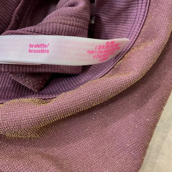 PINK Victoria's Secret Bralette Size Medium Purple metallic gold criss cross - Picture 6 of 8